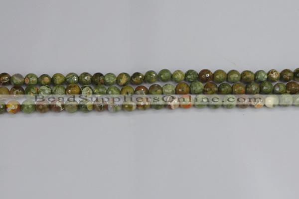 CRH526 15.5 inches 4mm faceted round rhyolite beads wholesale