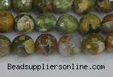 CRH527 15.5 inches 6mm faceted round rhyolite beads wholesale