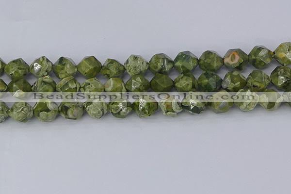 CRH538 15.5 inches 12mm faceted nuggets rhyolite gemstone beads