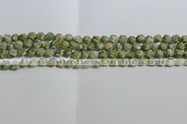 CRH553 15.5 inches 6mm faceted nuggets matte rhyolite gemstone beads