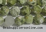 CRH555 15.5 inches 10mm faceted nuggets matte rhyolite gemstone beads