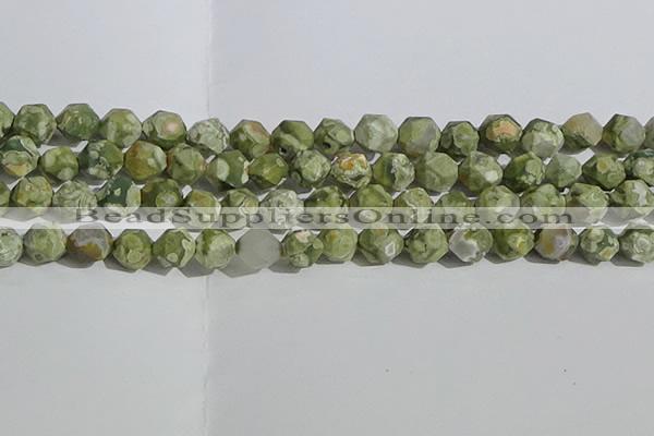 CRH556 15.5 inches 12mm faceted nuggets matte rhyolite gemstone beads