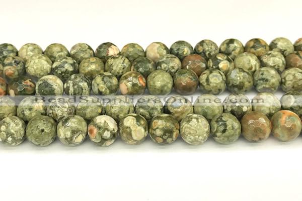 CRH582 15 inches 10mm faceted round rhyolite beads wholesale