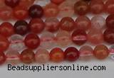 CRH600 15.5 inches 4mm round red rabbit hair quartz beads