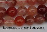 CRH602 15.5 inches 8mm round red rabbit hair quartz beads