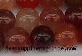 CRH604 15.5 inches 12mm round red rabbit hair quartz beads