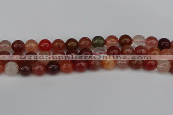 CRH604 15.5 inches 12mm round red rabbit hair quartz beads