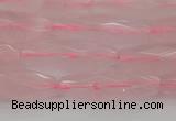 CRI02 15.5 inches 10*30mm faceted rice rose quartz beads wholesale