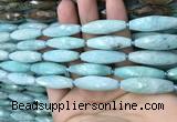 CRI111 15.5 inches 10*30mm faceted rice amazonite gemstone beads