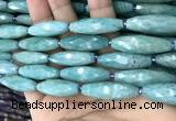 CRI120 15.5 inches 10*30mm faceted rice amazonite gemstone beads