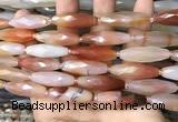 CRI126 15.5 inches 10*30mm faceted rice red agate gemstone beads