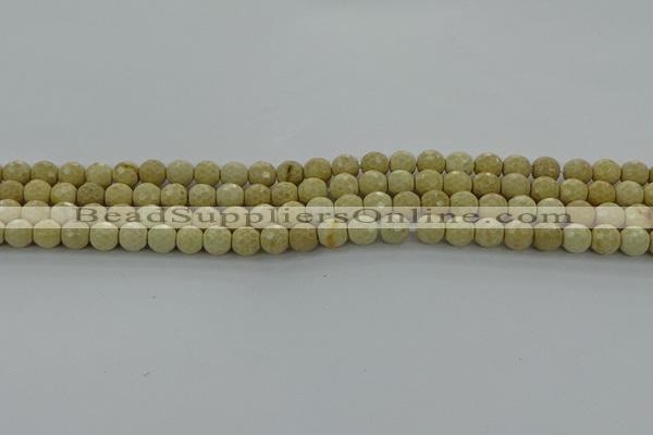 CRI210 15.5 inches 4mm faceted round riverstone beads wholesale