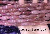 CRI303 15.5 inches 10*25mm rice strawberry quartz beads wholesale