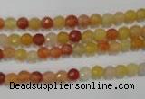 CRJ400 15.5 inches 4mm faceted round red & yellow jade beads