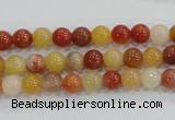 CRJ412 15.5 inches 6mm round red & yellow jade beads wholesale