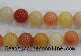 CRJ415 15.5 inches 12mm round red & yellow jade beads wholesale