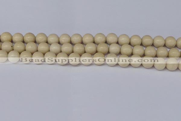 CRJ603 15.5 inches 10mm round white fossil jasper beads wholesale