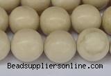 CRJ604 15.5 inches 12mm round white fossil jasper beads wholesale