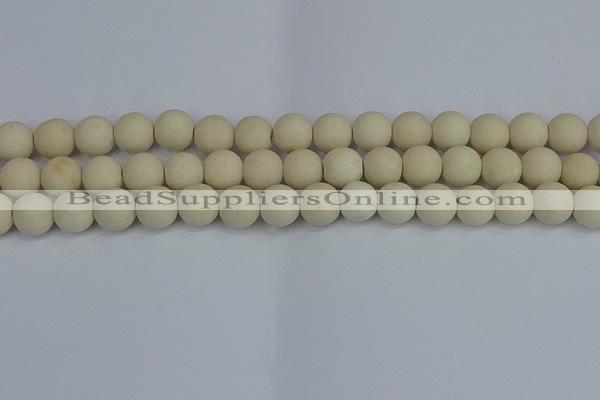 CRJ612 15.5 inches 8mm round matte white fossil jasper beads