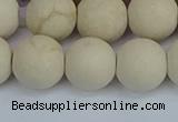 CRJ613 15.5 inches 10mm round matte white fossil jasper beads