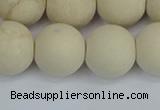 CRJ614 15.5 inches 12mm round matte white fossil jasper beads