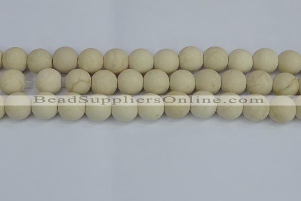 CRJ614 15.5 inches 12mm round matte white fossil jasper beads