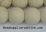 CRJ615 15.5 inches 14mm round matte white fossil jasper beads