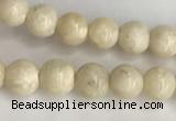 CRJ620 15.5 inches 4mmm round white fossil jasper beads wholesale