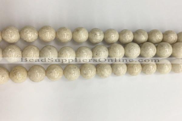 CRJ623 15.5 inches 10mm round white fossil jasper beads wholesale