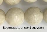 CRJ624 15.5 inches 12mm round white fossil jasper beads wholesale