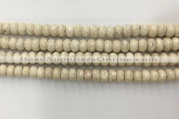 CRJ632 15.5 inches 4*6mm rondelle white fossil jasper beads wholeasle