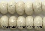 CRJ633 15.5 inches 5*8mm rondelle white fossil jasper beads wholeasle