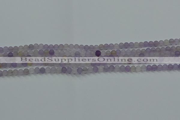 CRO1010 15.5 inches 4mm round matte amethyst gemstone beads