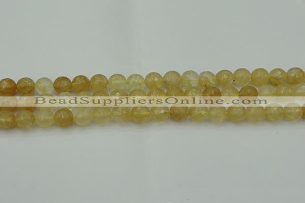 CRO1033 15.5 inches 10mm faceted round yellow watermelon quartz beads