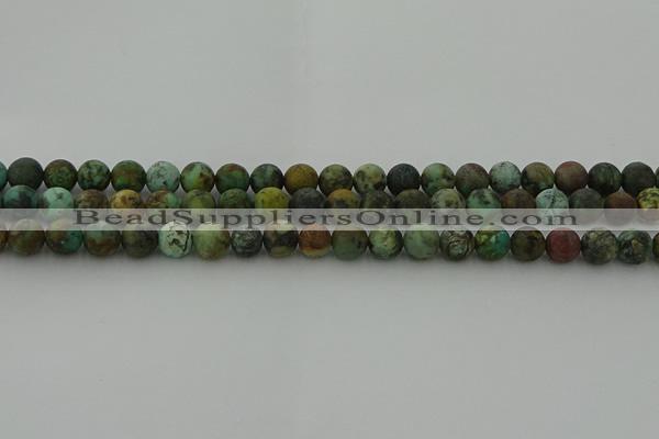 CRO1052 15.5 inches 8mm round matte African turquoise beads