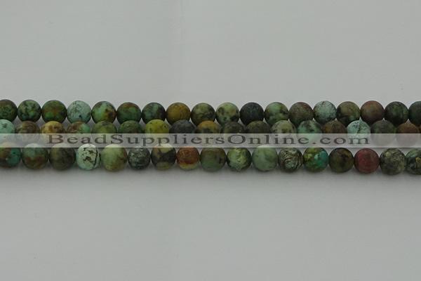 CRO1053 15.5 inches 10mm round matte African turquoise beads