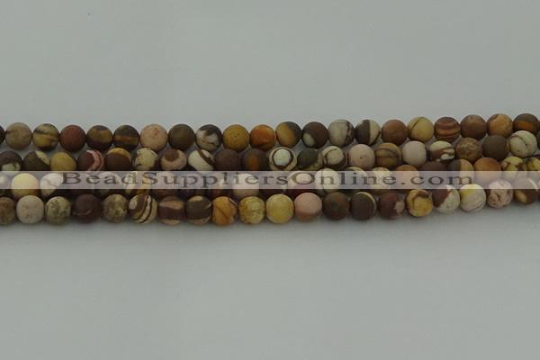 CRO1072 15.5 inches 8mm round matte brown zebra jasper beads