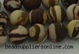 CRO1073 15.5 inches 10mm round matte brown zebra jasper beads