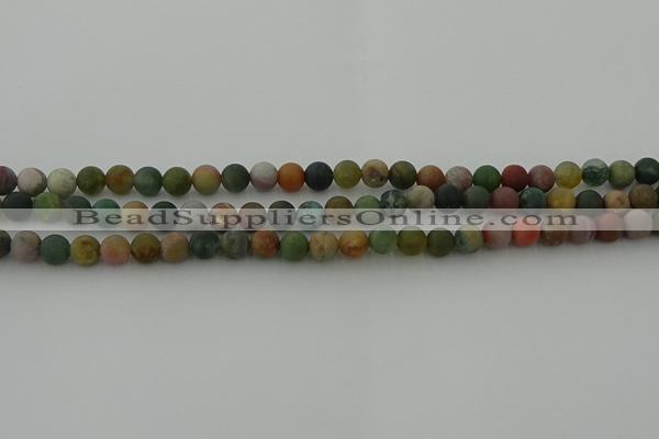 CRO1081 15.5 inches 6mm round matte Indian agate beads wholesale