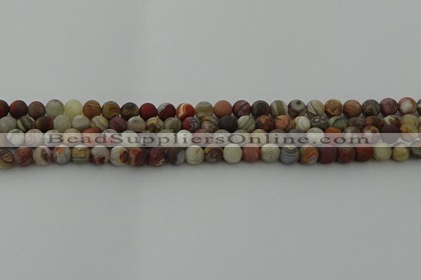 CRO1091 15.5 inches 6mm round matte laguna lace agate beads