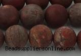 CRO1104 15.5 inches 12mm round matte pomegranate jasper beads