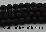 CRO1130 15.5 inches 4mm round matte black agate gemstone beads