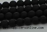 CRO1131 15.5 inches 6mm round matte black agate gemstone beads