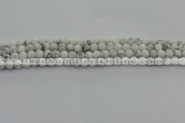 CRO1141 15.5 inches 6mm round matte white howlite beads