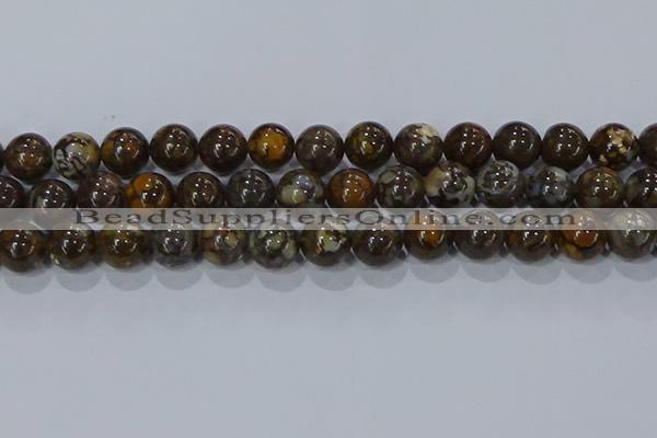 CRO1175 15.5 inches 14mm round fire lace opal gemstone beads