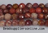 CRO1188 15.5 inches 4mm faceted round red porcelain beads