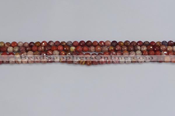 CRO1188 15.5 inches 4mm faceted round red porcelain beads