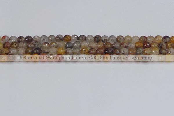 CRO1196 15.5 inches 6mm faceted round mixed lodalite quartz beads