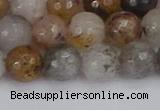 CRO1197 15.5 inches 8mm faceted round mixed lodalite quartz beads