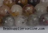 CRO1198 15.5 inches 10mm faceted round mixed lodalite quartz beads